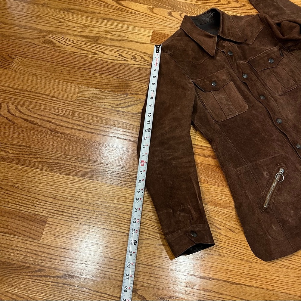 Vintage Brown Suede 100% Genuine Leather Jacket Made in Spain Women's Large - Picture 12 of 13